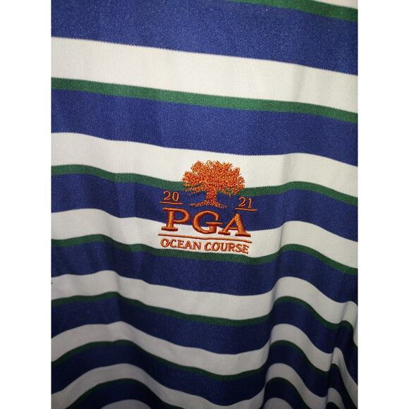 Polo Golf Ralph Lauren Shirt Mens XL Short Sleeve PGA Kiawah Blue White Striped - Picture 4 of 8